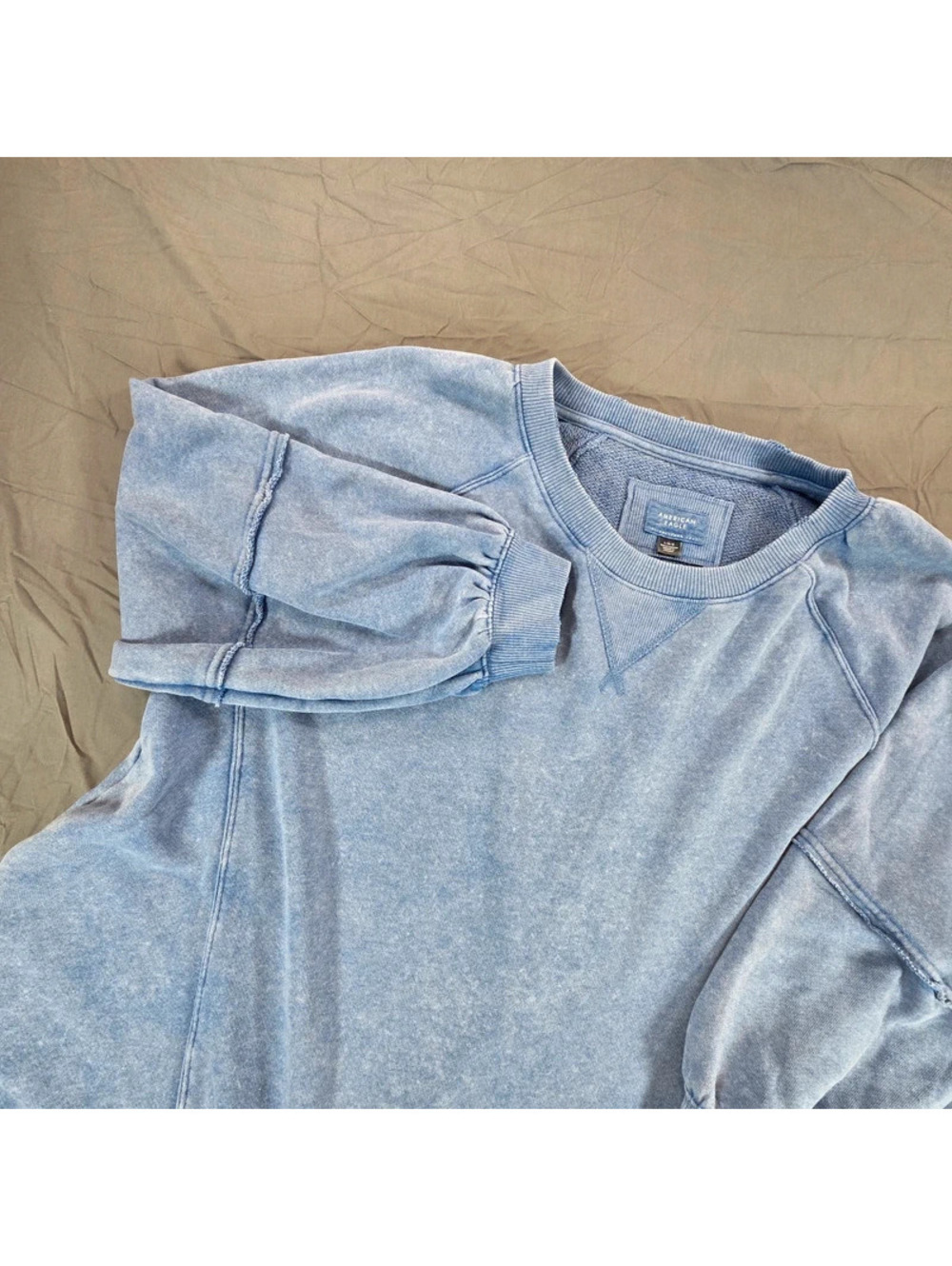 American Eagle Outfitters mineral-washed blue long-sleeve sweatshirt mini dress